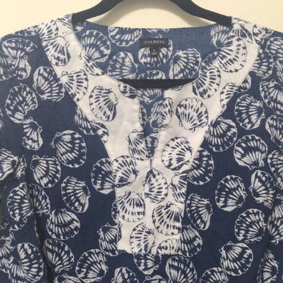 Talbots Navy and White Sea Shell Patterned Dress - Picture 3 of 7